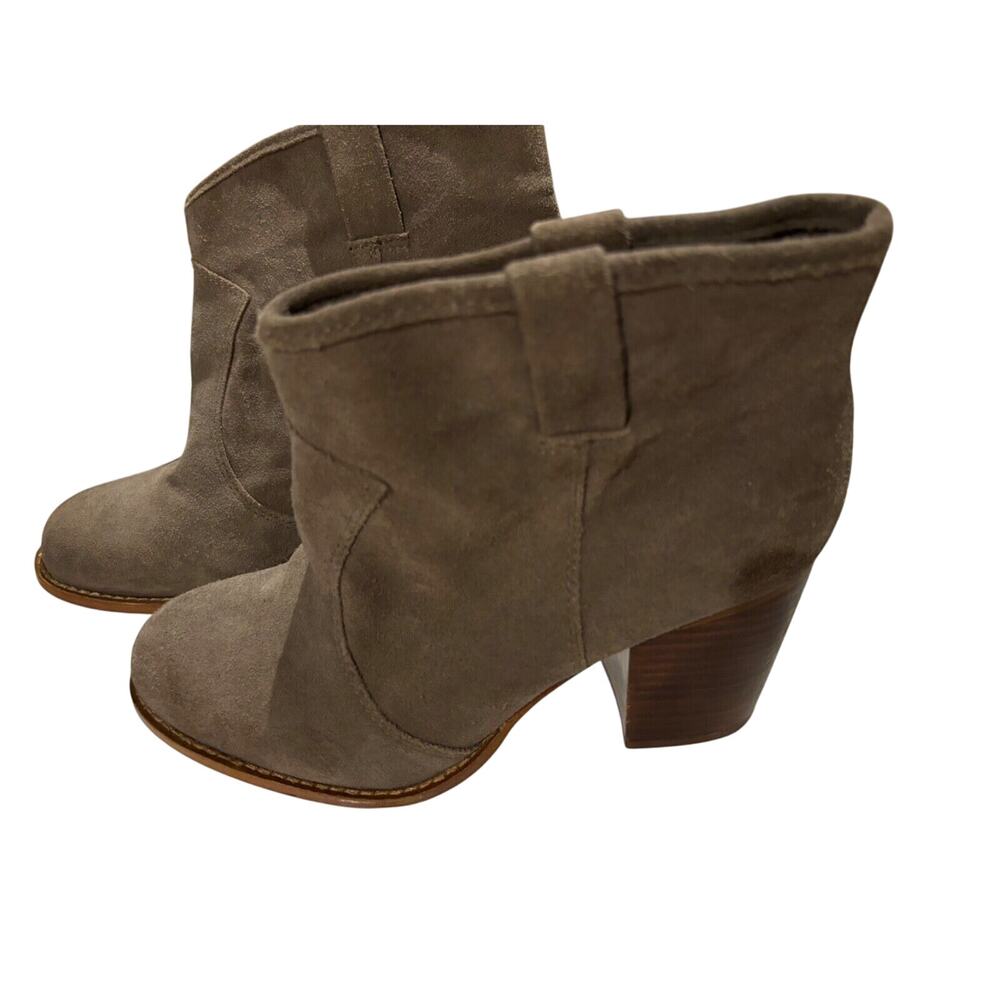 Splendid Women Suede block heel Booties Sz 8 gray‎ Round Toe cowgirl capsule